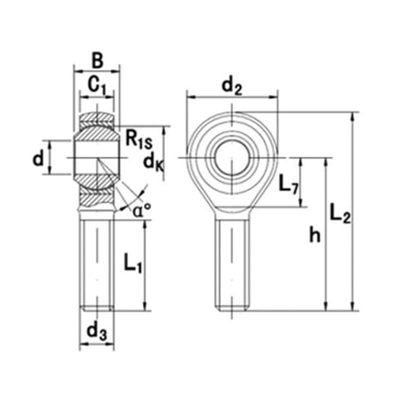 クロム鋼 GCR15 建設工事 右手潤滑型 棒端 POS12A IKO